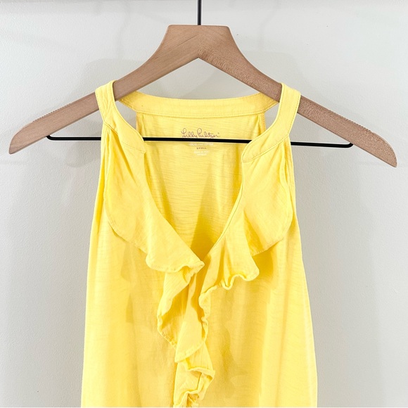 Lilly Pulitzer Pima Cotton Ruffle Neck Tank Yellow Size Small - Picture 3 of 7
